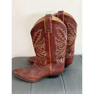 Justin L4562 Mens Brown Marble Leather Western Cowboy Boots Chestnut size 9 B